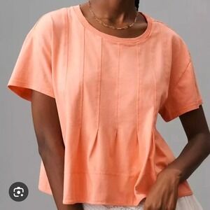 Anthropologie PILCRO Women's Pilcro Swing‎ Cotton T- shirt peach size XXS